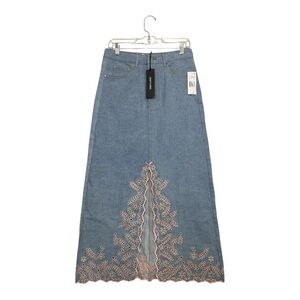 Women’s NWT Driftwood Serena Eyelet Floral embroidered denim skirt, size 27